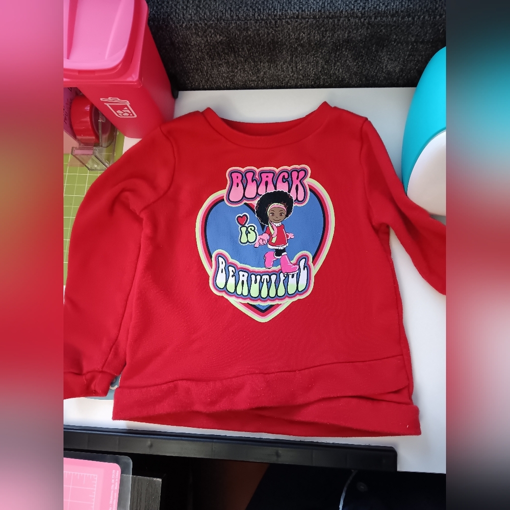 Girls "BLACK IS BEAUTIFUL" Size 2T Long Sleeve Thick Shirt.